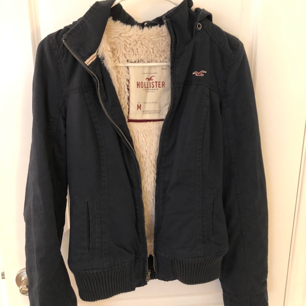 Hollister fur-lined blue jacket